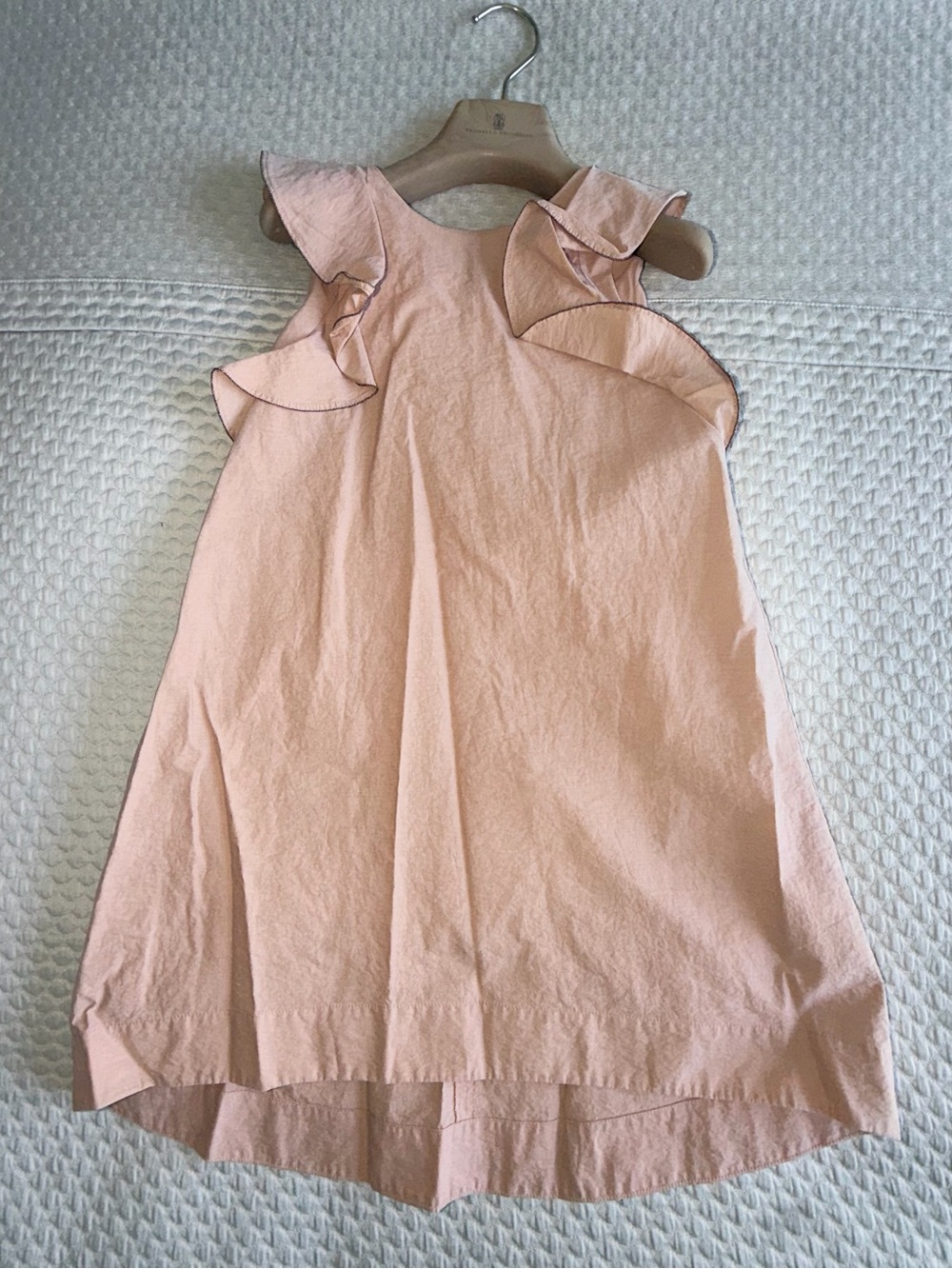 Brunello Cucinelli Girls' Pink Ruffle Sleeve Dress